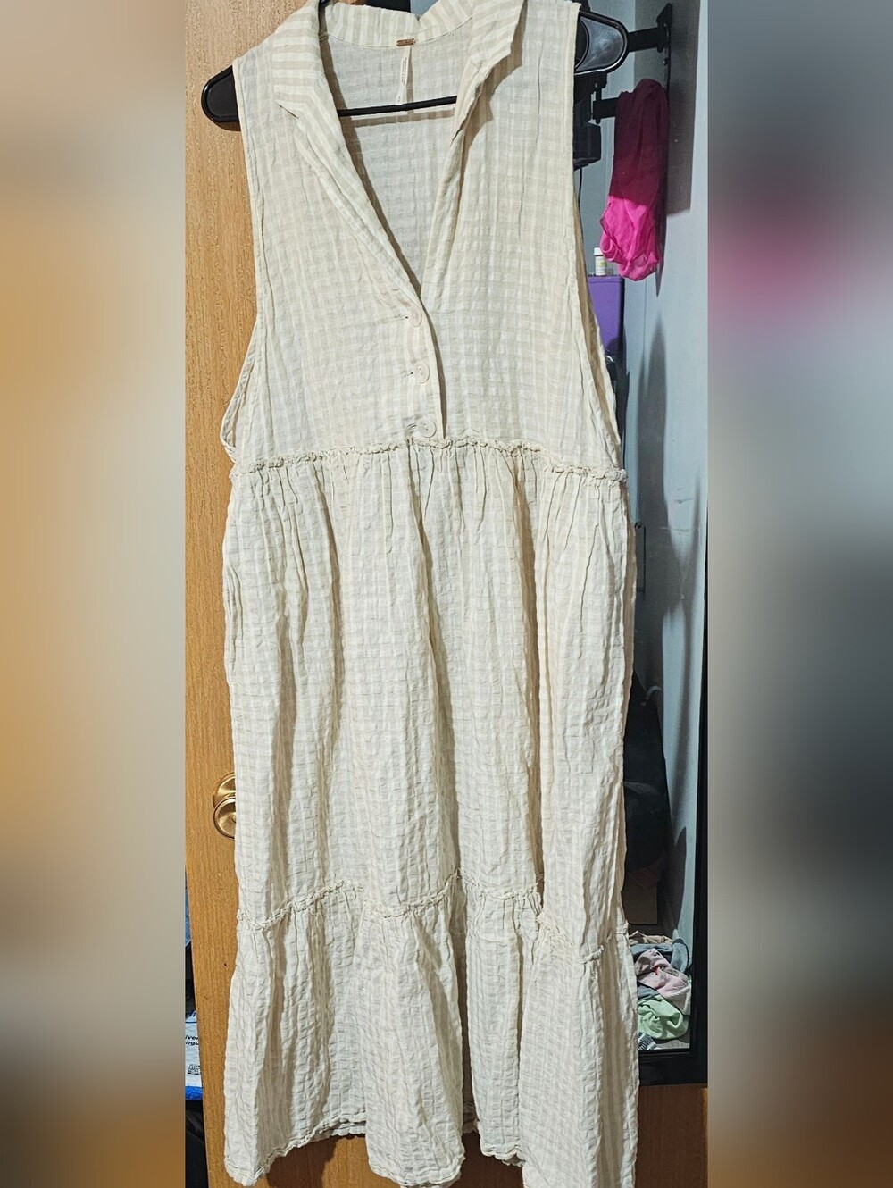 Free People Cream Sleeveless Textured Maxi Dress